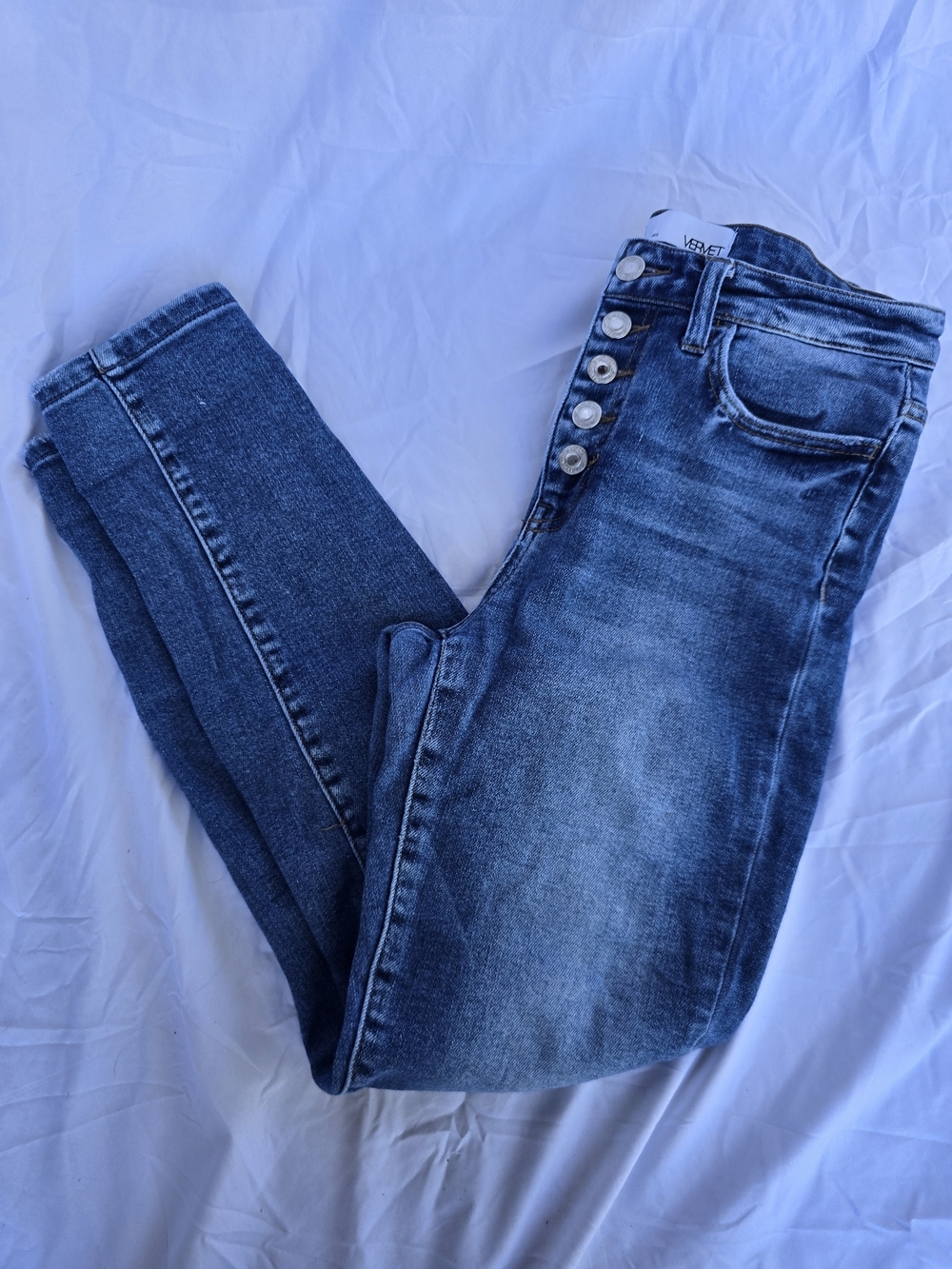 Vervet High Rise Button Fly Skinny Jeans Women's Size 27 Medium Wash Stretch